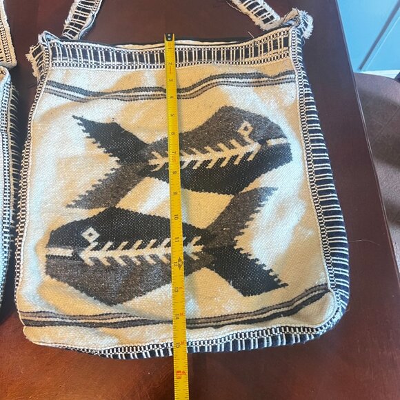 Woven Boho Wool Crossbody Shoulder Bags Llama & Fish Hippie Zipper Closures - Picture 3 of 9